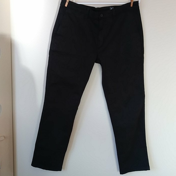 george slim straight black pants